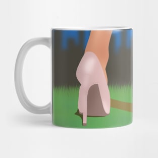 Pink High Heels, City View with fireworks background Mug